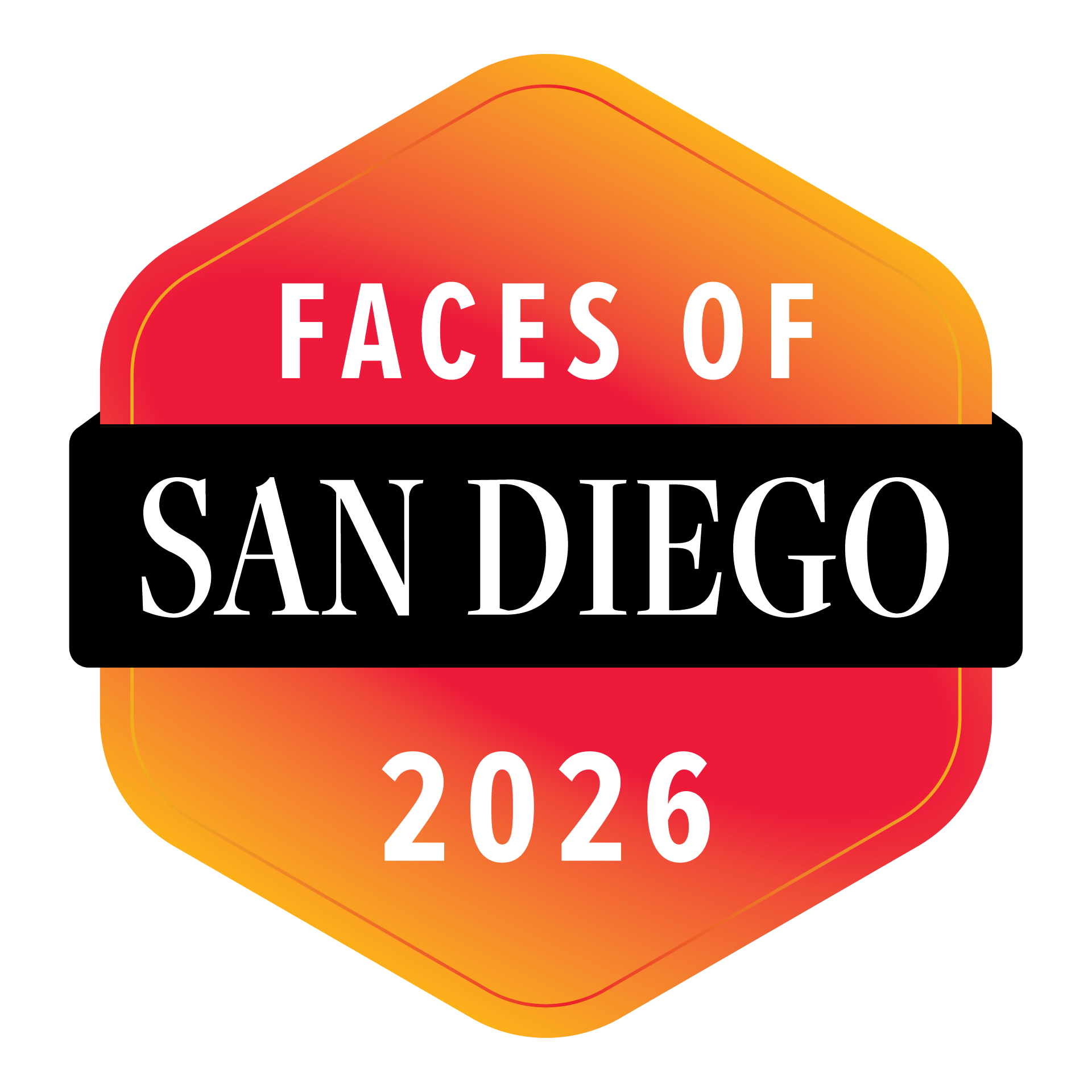 Faces of San Diego Badge from 2026 Feature in San Diego Magazine