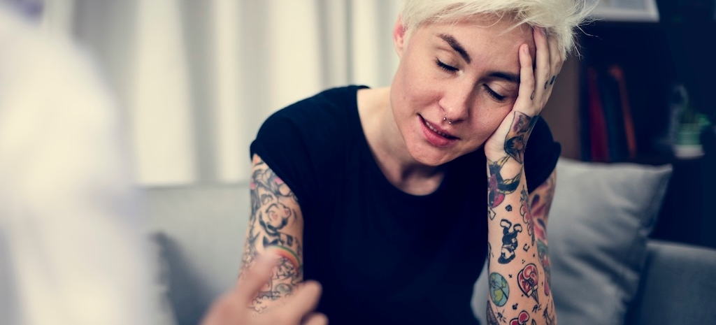 Depressed woman having a counseling session