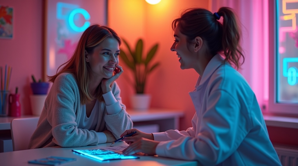 woman checking in with clinician to rehab