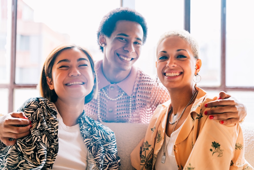 Group of friends bonding at home