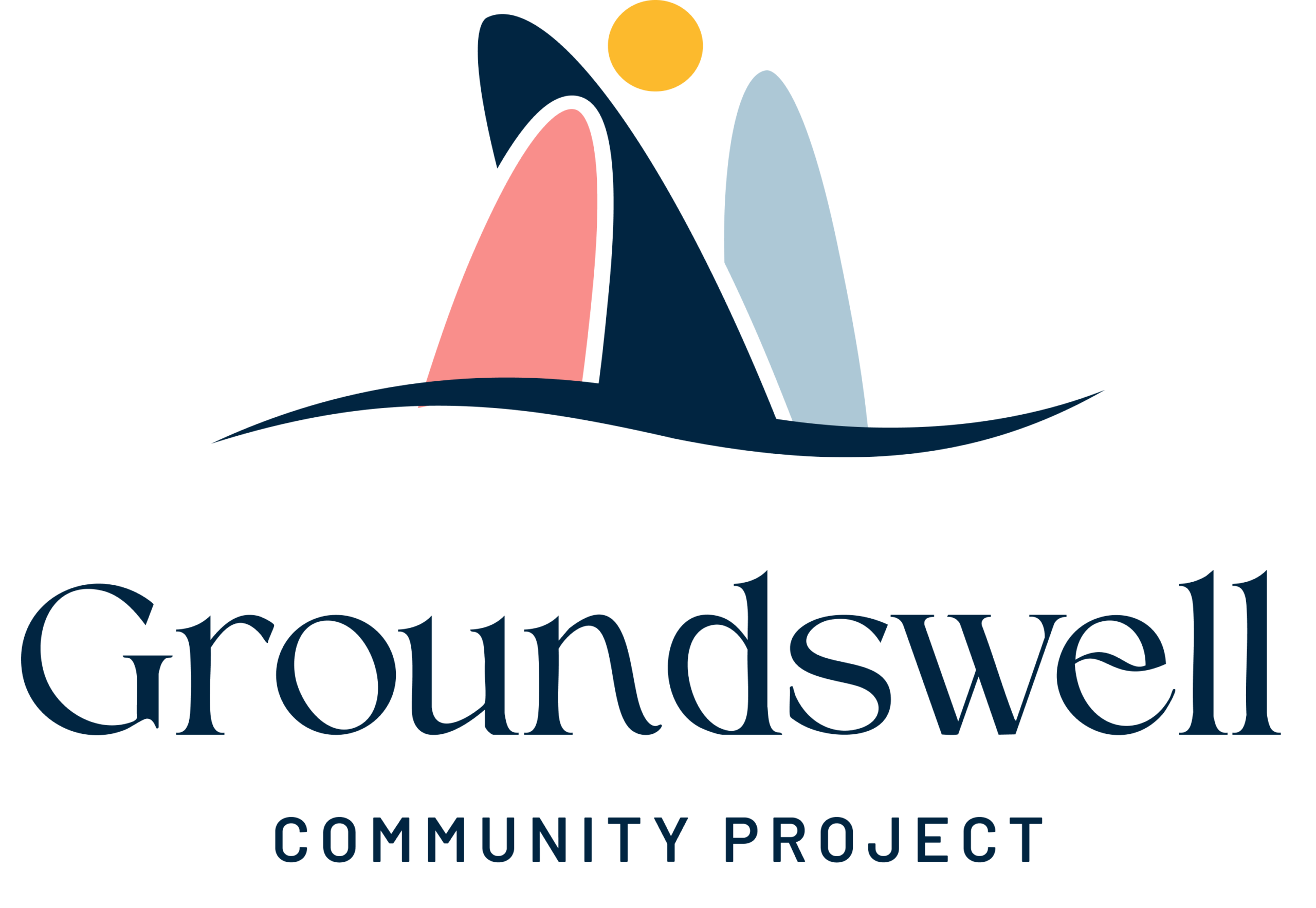Groundswell Surf Therapy logo, representing partnership with a trauma-informed surf therapy program supporting healing through ocean-based experiences